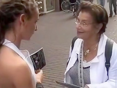 Sales promoters have visible butts during the time that interviewing strangers