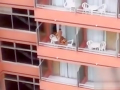 Hardcore sex on the balcony