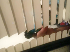 Swarthy domina dries off her body after taking a shower