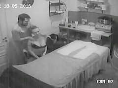 Dark Brown doll removes her top and gets a relaxing massage