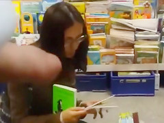 Jerking Off cock to angels in the public store