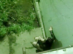 Naughty legal age teenager soaks the walkway below my window