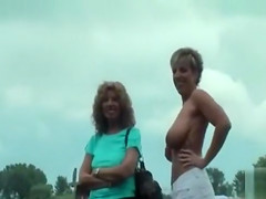 Public flashing and muff eating with German lesbo mommies
