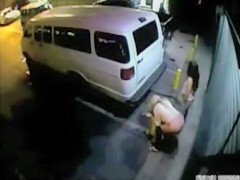 3 beauties peeing in public on security camera