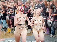 Popular festival with undressed aged dudes and babes