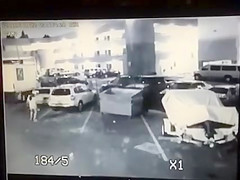 Surveillance camera films the hopeless beauty taking a make water