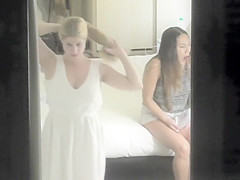 Brown-haired lady acquires spied on whilst undressing