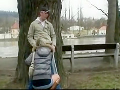 Gorgeous blond acquires screwed in public park