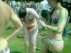 Naturist beauties and boyz have their totally nude bodies painted