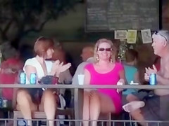 Amateurs at the bar flash their twats to everybody