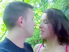 Breasty hotty acquires hard sex in forest