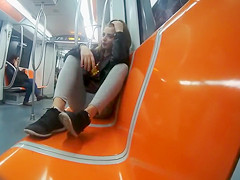 Filming the gazoo of the yoga-panties gal