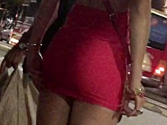 Latin beauty - voyeur in bus stop