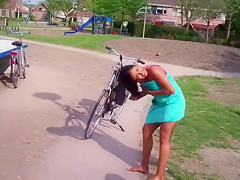 Corpulent Brazilian babe takes a quick swim in the local river