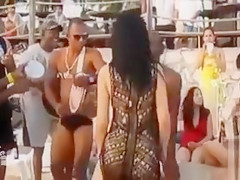 Hawt Latin Chick babes dancing at a beach party