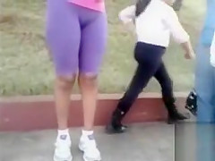 Dilettante cameltoe on a babe in workout panties