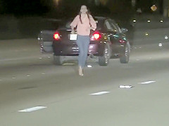 Silly brunette hair risks her life for no thing