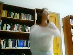 Hawt Angel Goes Wild and Undresses Nude in a Public Library