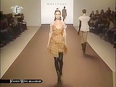 Supermodels show their in nature's garb milk cans on the runway