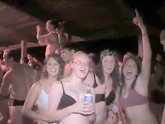 Bunch of students have a great time at an underclothes party