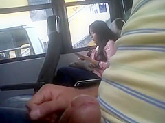Stud strokes his schlong in the bus