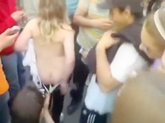 Curvy babe caressed as this babe dances in public