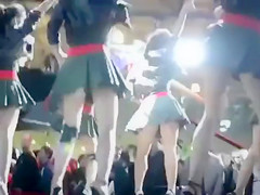 Short pleated skirts and heels on hawt dancing gals