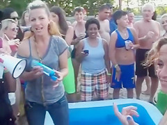 Bikini honeys wrestling for an audience