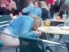 That Babe was so drunk that this babe pissed on the chair