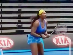 Serena Williams warms up in skintight spandex