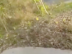 Hidden outdoor blow job and cook jerking with cum on face