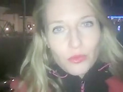 Candid Camera Woman Blows Pecker and Walks with Sperm on Face