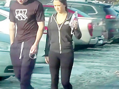 Spandex college ass cheeks trigger public spunk flow