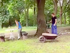 Legal Age Teenager Cutie In The Forest Met With 2 Schlongs