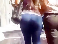 Candid excellent booty in thight jeans and high heels