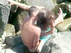 Outside voyeur movie scene of naive hot pair enjoying