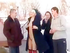 2 gals flashing in the snow