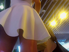 priceless mama in blue skater costume upskirt.