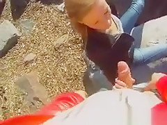 Blond Hoe Sucks Strangers Cock Outdoors