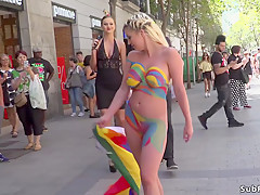 Giant love muffins painted blond caned in public