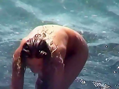 Blond Soapy Sweetheart at Beach