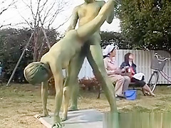 Oriental Hottie Is A Statue Getting Some Sex