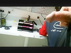 FLASHING LARGE PECKER AT WORK. WITH MY COWORKER