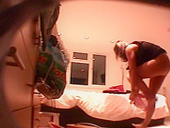 sister putting on fresh underclothes