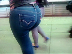 Candid Leather (Corpulent butt in taut jeans)