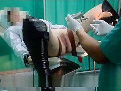 Nurse agonorgasmos on a gynecological chair