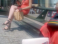Hot legs awaiting for the bus