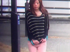 Watched oriental skank pees in public
