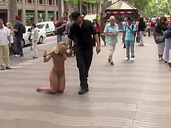 Breasty Spanish public walked in underclothing