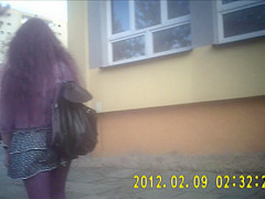 eighteen legal age teenager in petticoat and latex leggins- candid